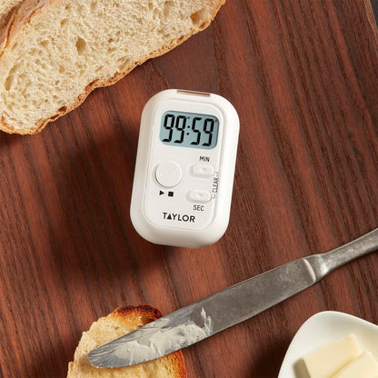 Taylor Multi-Alert (Sound, Light, Vibration) Digital Timer, Standard, White