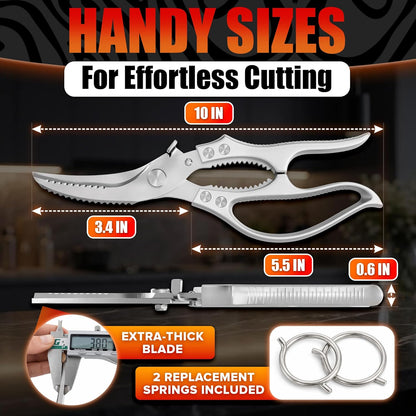 2 in 1 Kitchen Scissors for Food – Stainless Steel Blade & Plastic Cutting Board Scissors with Safety Lock | 9.5" Tomato Knife, Fruit & Vegetable Cutter – Easy-to-Use Kitchen Shears for Meat, Cheese