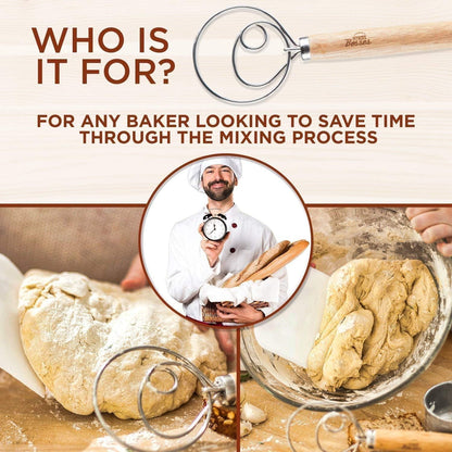 Danish Dough Whisk Bread Mixer - Hook Dutch Pizza Dough Making Bread Mixer Whisk Hooks Accessories Wisks - Great As A Gift