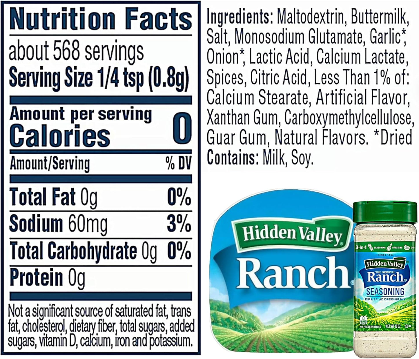 Ranch Seasoning Powder | Hidden Valley Original Ranch Salad Dressing, Seasoning Mix and Dip | Creamy Buttermilk | 16 Fl oz Shaker | Every Order is Elegantly Packaged in a Signature BETRULIGHT Branded Box!