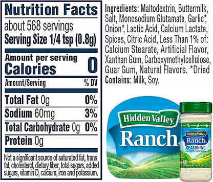 Ranch Seasoning Powder | Hidden Valley Original Ranch Salad Dressing, Seasoning Mix and Dip | Creamy Buttermilk | 16 Fl oz Shaker | Every Order is Elegantly Packaged in a Signature BETRULIGHT Branded Box!