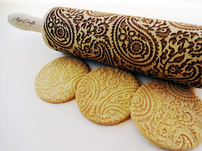 BEEHIVE Embossing Rolling Pin with Pattern. Laser Engraved Embossing Dough Roller for Homemade Cookies and Pottery by Algis Crafts