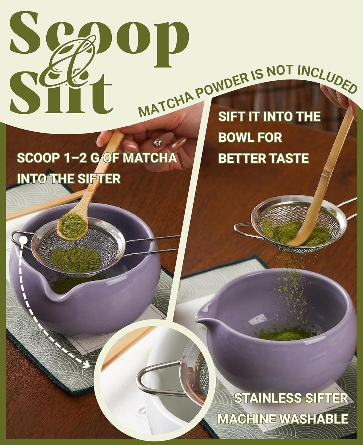 Onebttl Matcha Whisk Set Gifts, 8 Pcs Ceramic Matcha Kit Set Includes Matcha Bowl, Matcha Whisk and Holder, Bamboo Spoon and Scoop, Scoop Rest, Sifter and Tea Towel - Sunflower