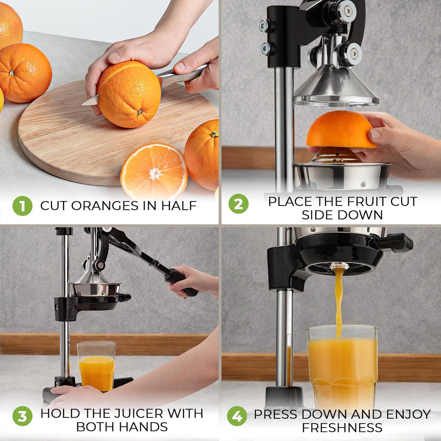 Zulay Kitchen Cast Iron Juicer - Heavy Duty Manual Juicer with Detachable Strainers for Easy Cleaning, Orange Juice Press for Citrus Fruits, Perfect for Bartenders, Juice Lovers & Health Enthusiasts