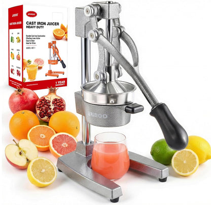 Kitchen Cast Iron Citrus Juicer,Manual Hand Press Orange Juicer,Heavy Duty Countertop Squeezer for Lemon,Orange, Easy to Use & Clean（Black)