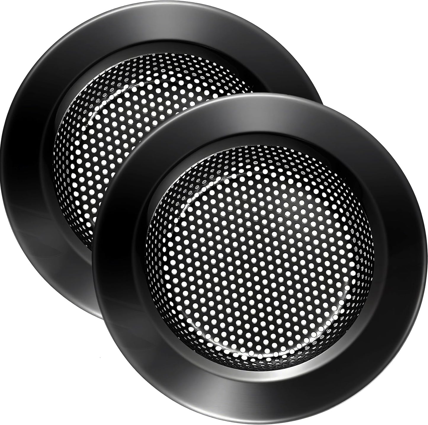 LASSHSWA Kitchen Sink Strainer Stainless Steel, Kitchen Sink Drain Strainer, Silver-Black Sink Strainers for Kitchen Sinks with Large Wide Rim 4.5" Diameter (2 PCS)