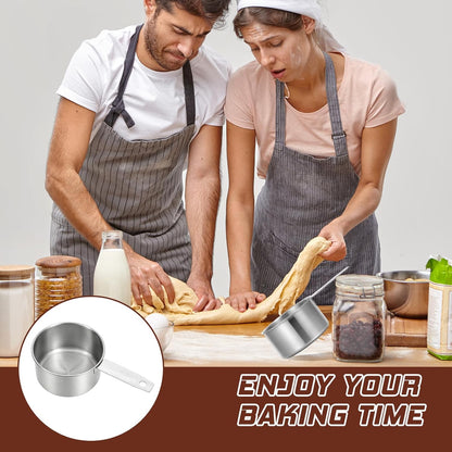 2 Pcs 1/8 Cup (30ml, 1oz) Measuring Cup, Stainless Steel Measuring Scoop Coffee Scoops Small Metal Measure Cups Tablespoon for Wet and Dry Ingredients, Metric and US Measurement, Dishwasher Safe