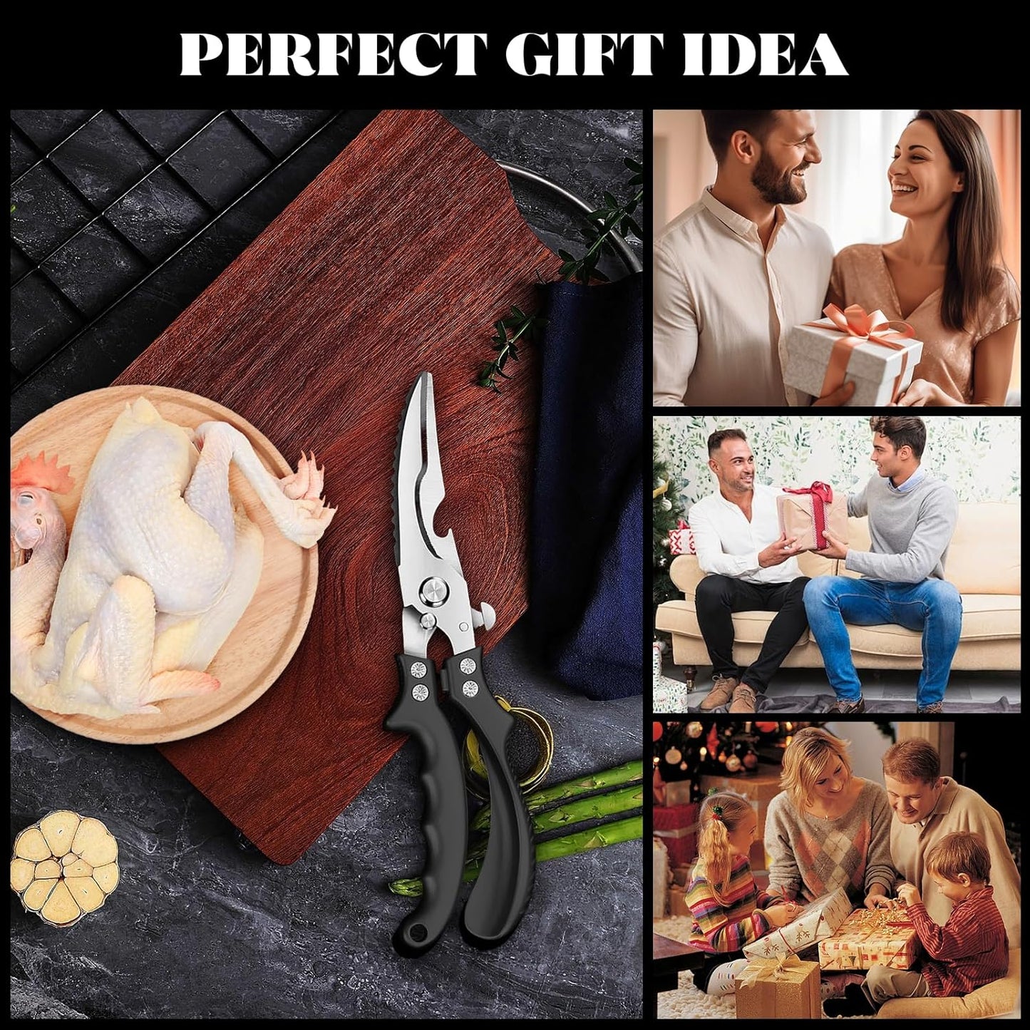 SiXingHardware-Kitchen Pro Shears-Heavy-Duty Stainless Steel Kitchen Scissors For Poultry, Meat, Herbs. Dishwasher Safe, Rust-Proof With Comfortable Grip. Ideal For Chefs And Home Cooking.