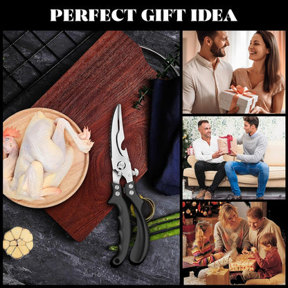SiXingHardware-Kitchen Pro Shears-Heavy-Duty Stainless Steel Kitchen Scissors For Poultry, Meat, Herbs. Dishwasher Safe, Rust-Proof With Comfortable Grip. Ideal For Chefs And Home Cooking.