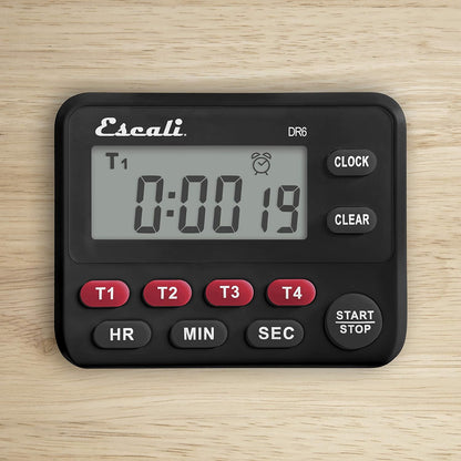 Escali Extra Loud Display Digital Kitchen Timer with Clock Mode, Recall Timer Magnetic Back