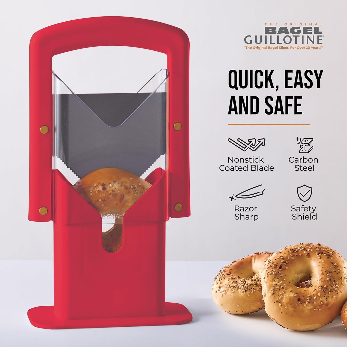 Hoan The Original Bagel Guillotine Universal Slicer, Silver, 9.25-Inch - Effortless Stainless Steel Slicer
