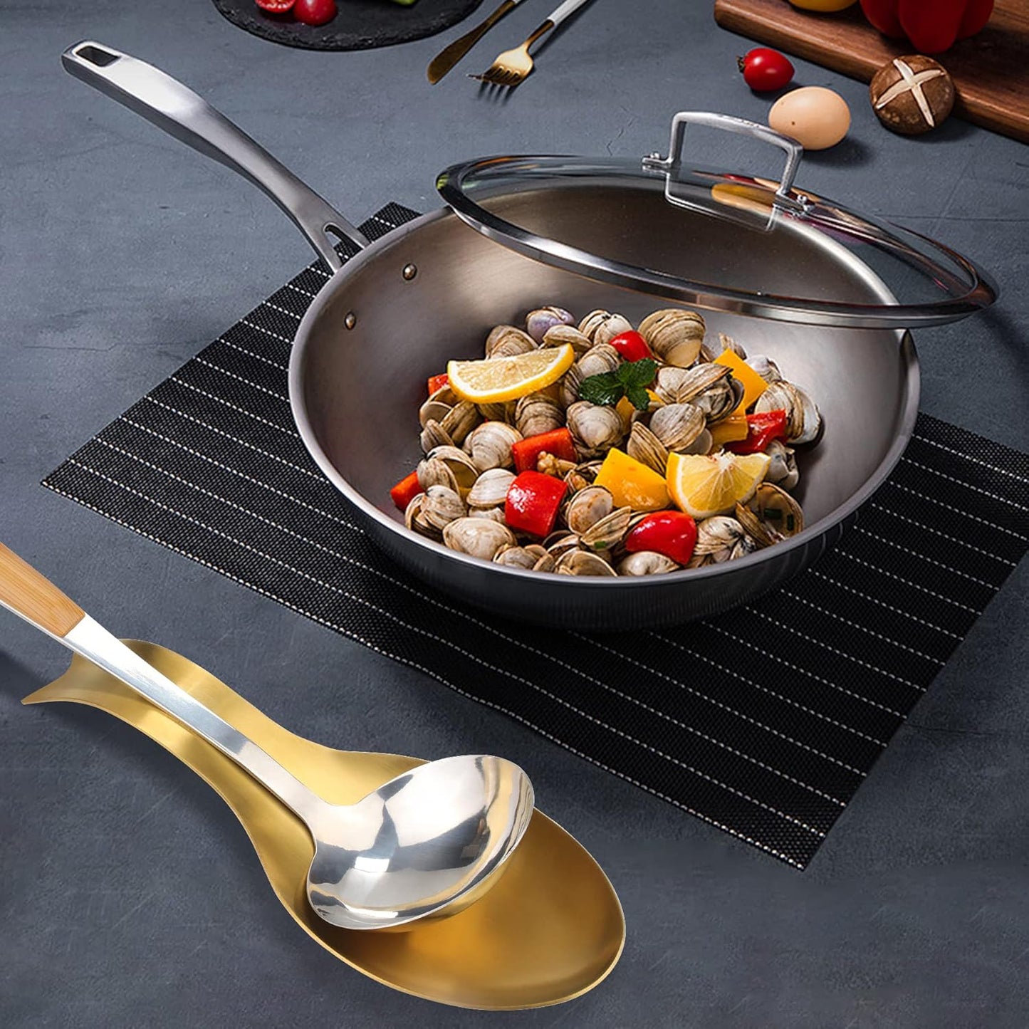VanlonPro Stainless Steel Spoon Rest, Spatula Ladle Holder, Stainless Steel Utensil Spoon Rest Holder, Brushed Finish, Dishwasher Safe 9.8 x 3.7 Inch (Silver 1PC)