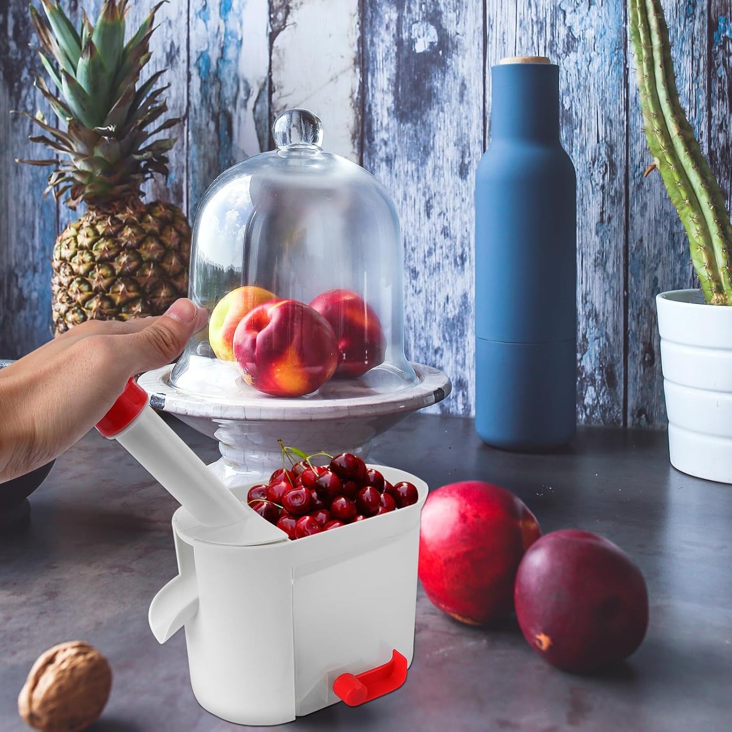 Kichvoe Cherry Pitter Tool Multifunctional Fruit Vegetable Corer Easy Squeeze Grip Cherry Grape Olive Pit Remover Kitchen Gadget 10.62X6.29X3.93In