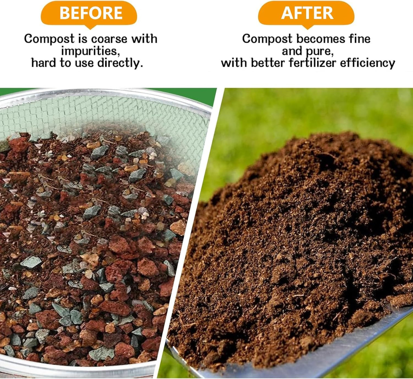Soil Sifter, 10" with 1/4 inch Mesh, Gardening Sand Soil Compost Sifter Perfect for 5 Gallon Bucket, Garden Sieve for Dirt, Sand, Rocks, and Compost