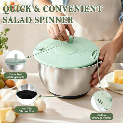 Unokit Mixing Bowls with Lids Set - 16 Pcs Stainless Steel Nesting Mixing Bowls with Grater Attachments, Mixing Bowl Set for Multi Mixing & Serving