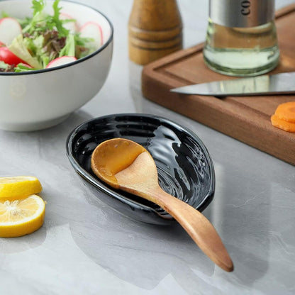 Hasense Spoon Rest for Stove Top - Blue Swirl Pattern Spoon Holder for Stove, Heat-Resistant Spoon Rest for Kitchen Counter, Ceramic Cooking Utensil Rest Ladle Holder for Spatula or Tong, 5.7 Inch