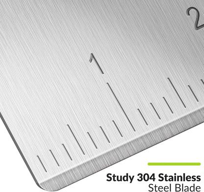 Upgraded 304 Stainless Steel Multi-Purpose Bench Scraper with Measurement Marks, Dishwasher Safe, Dough Cutter for Pizza, Bread and Cookie Dough Vegetable Chopper, Baking Supplies, Mint Green