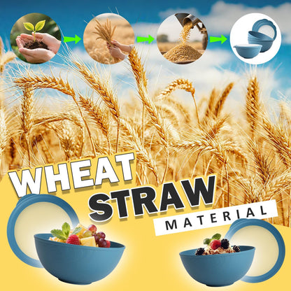 Wheat Straw Bowls Set with Lids, Unbreakable 40 OZ Cereal Bowls Set of 4, Salad Container for Lunch, Microwave & Dishwasher Safe Bowl Set for Kitchen, Picnic, RV, Camping, Multi
