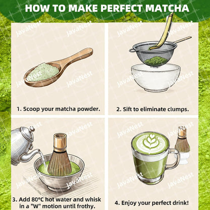 Matcha Whisk Set, 6-Piece Matcha Making Kit, Macha Tea Set, (Chasen Holder), Ceramic Whisk Holder, Matcha Starter Sifter, Bamboo Scoop, Spoon Japanese Tea Tools For Ceremony Gift (Green)