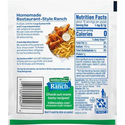 Hidden Valley Original Ranch Restaurant Style Dressing Recipe Mix, 0.4 Ounce (Package May Vary)