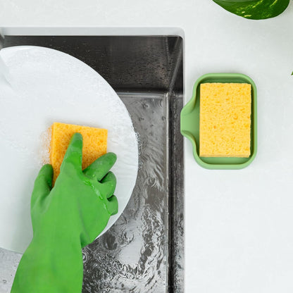 Zulay Kitchen (9x3.5in Sponge Holder for Kitchen Sink - Flexible Heavy-duty Multipurpose Sink Caddy - Counter Organizer for Kitchen, Bathroom, Makeup, Trinkets & More! (Grey)