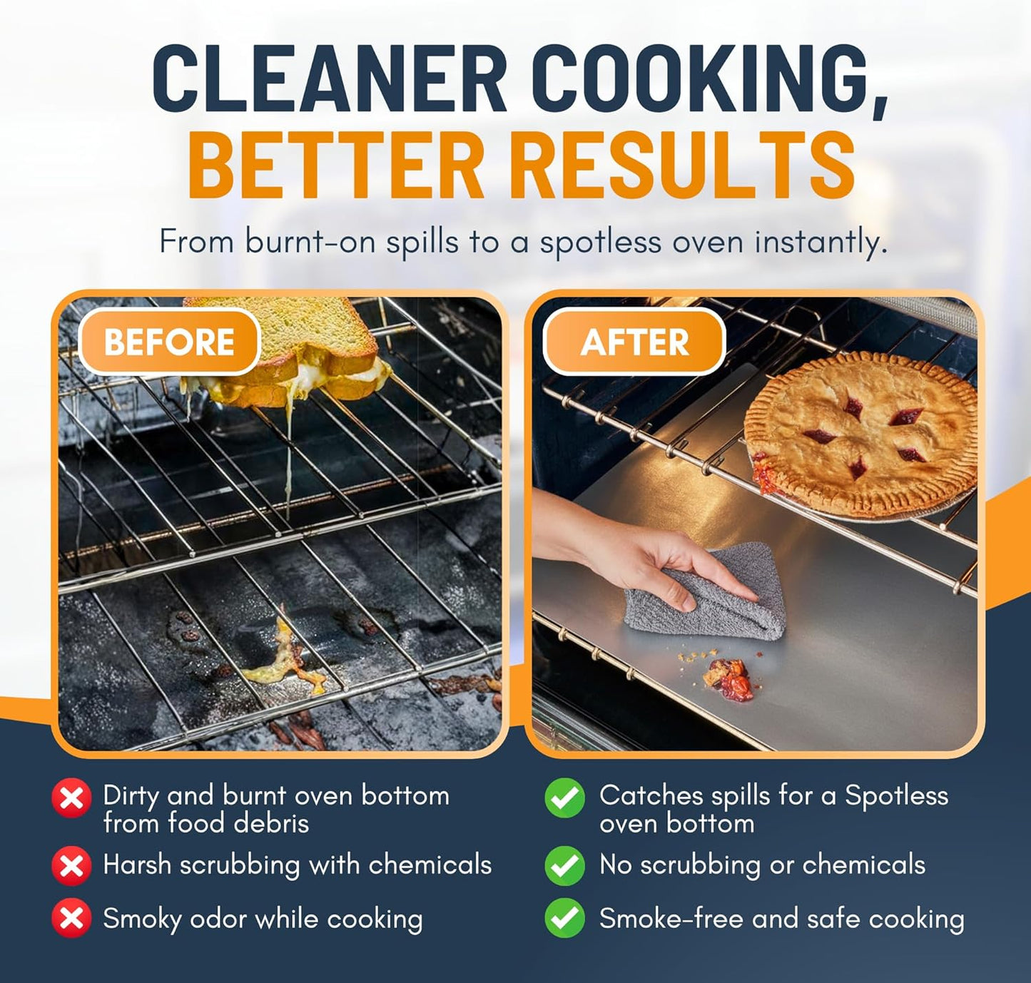 Oven Liners for Bottom of Oven - 2 Pack Large Heavy Duty Mats, 17”x25” Non-Stick Reusable Liner for Electric, Gas, Toaster Ovens, Grills - BPA & PFOA Free Kitchen Accessory to Keep Oven Clean (Black)