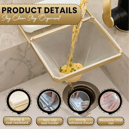 Kitchen Sink Hanging Strainer with 100 Sink Strainer Net Bag, Stainless Steel Corner Sink Basket Holder Mesh Sink Strainers for Kitchen Sink Food Catcher, Sink Trash Catcher for Garbage Leftovers