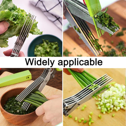 Garlic Press Stainless Steel, 2 in 1 Garlic Mincer & Herb Scissors, Dishwasher Safe Garlic Crusher, Rust Proof Garlic Smasher and Mincer Tool with Peeler and Brush for Kitchen