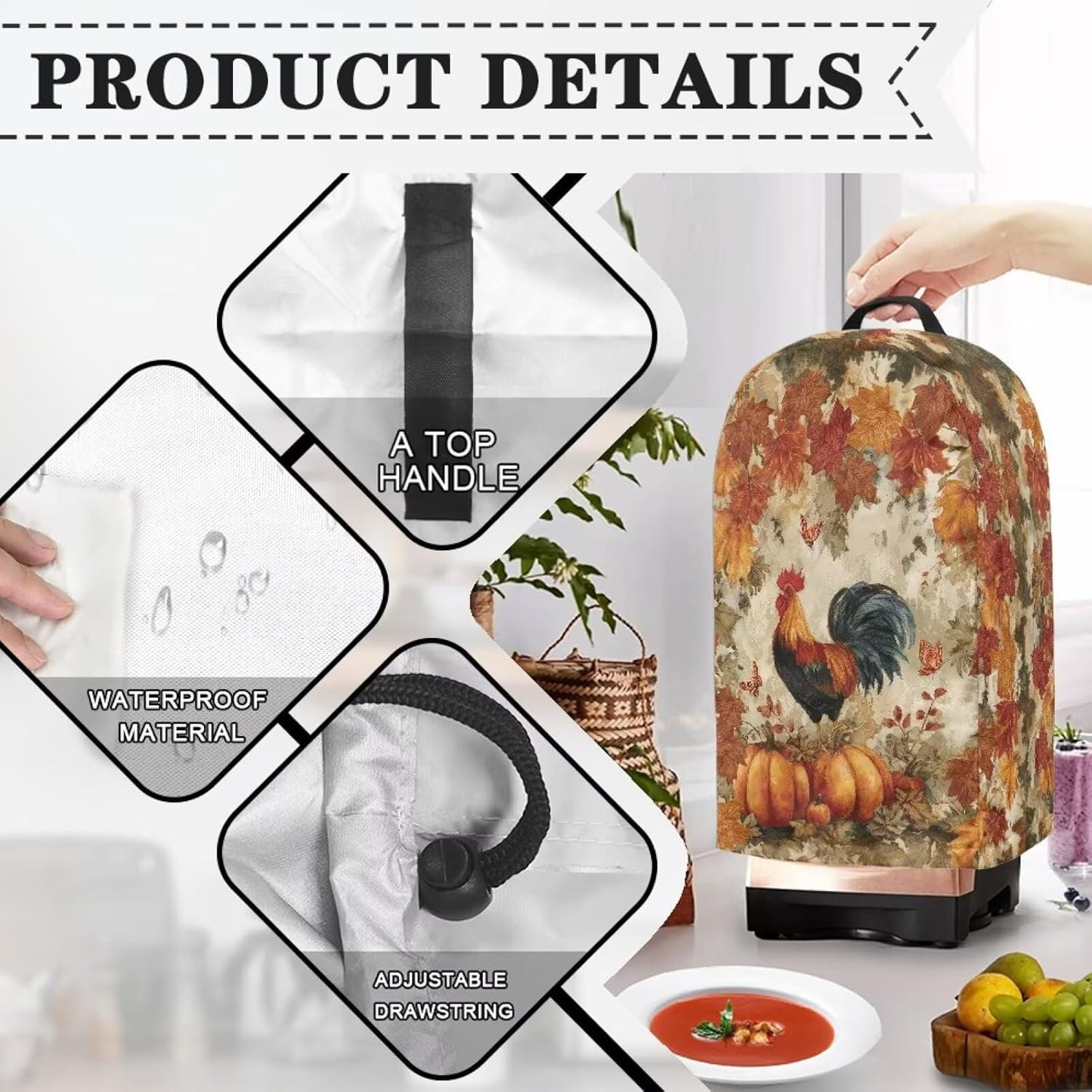 Coffee Pastry Blender Dust Cover with Drawstring Field Stand Mixer or Coffee Maker Cover Anti Fingerprint Polyester Appliance for Home Kitchen Decor