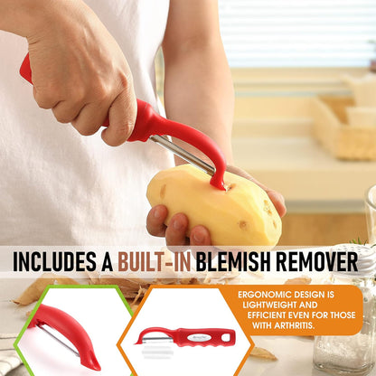 Spring Chef Premium Swivel Vegetable Peeler, Soft Grip Handle and Ultra Sharp Stainless Steel Blades - Perfect Kitchen Peeler For Veggie, Fruit, Potato, Carrot, Apple - Pink Lemonade