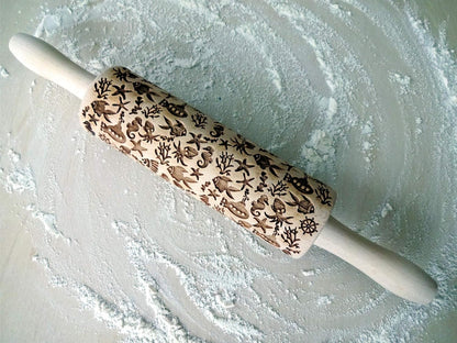 Embossing Rolling Pin SHELLS. Dough and Clay Roller for Embossed Cookies and Pottery. Cookie and Ceramic Stamp. Backing Gifts for Women by Algis Crafts