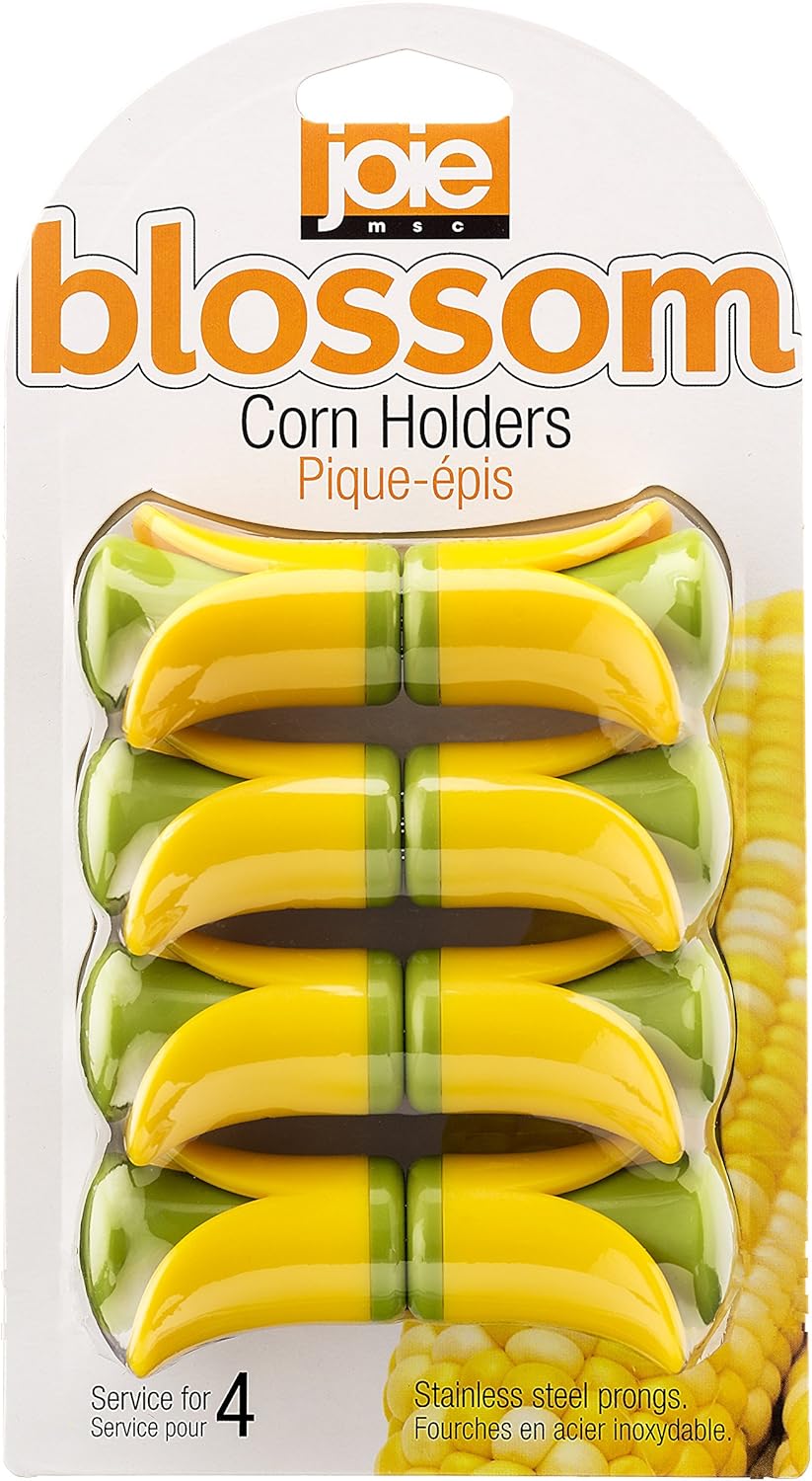 Joie Corn Cob Stripper, Durable Stainless Steel Blades, Secure Contoured Grip, Compact Peeler Cuts in Both Directions to Remove Kernels, Cute Kitchen Gadget, Great Canning Tool