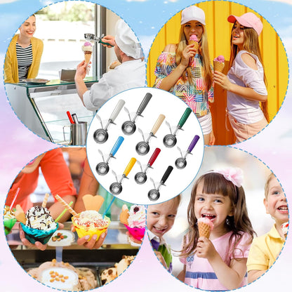 Hsei 6 Pcs Ice Cream Scoops Stainless Steel Cookie Portion Scoop with Handle for Baking Food Cookie Dough Cupcake Batter (Multi Color,40mm to 70mm)