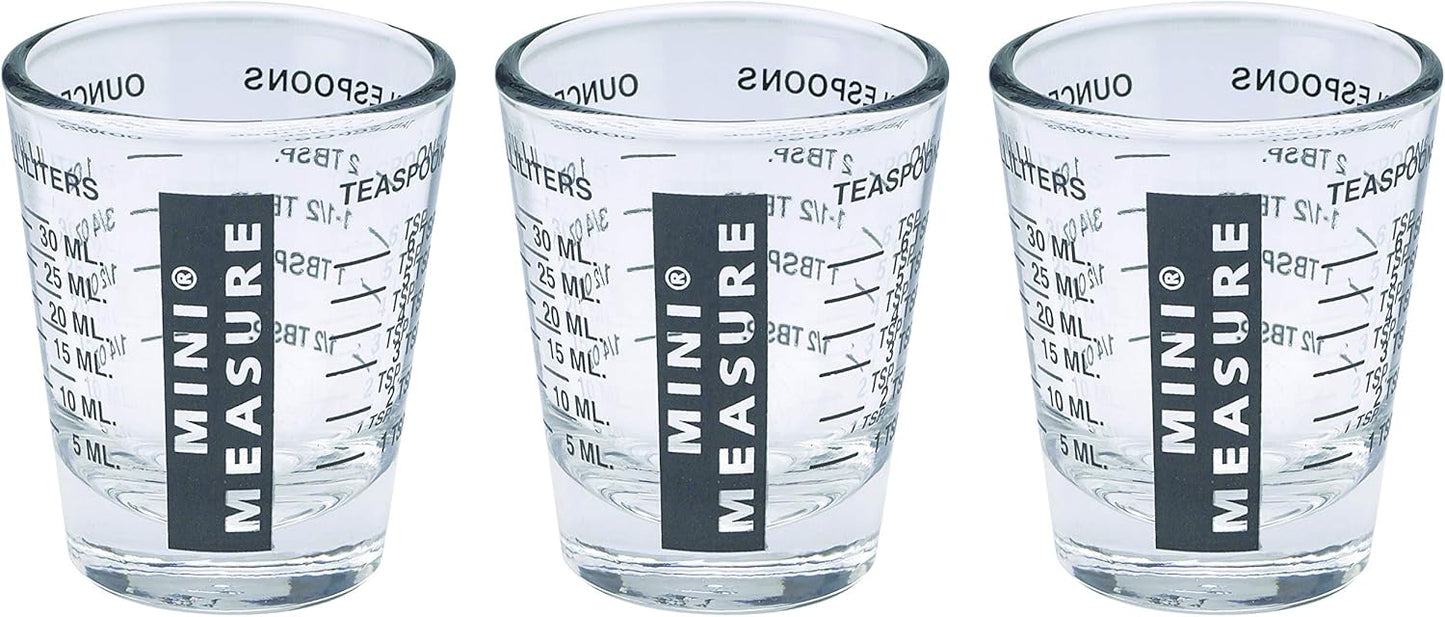 Kolder Mini Measure Heavy Glass, 20-Incremental Measurements Multi-Purpose Liquid and Dry Measuring Shot Glass, White