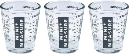 Kolder Mini Measure Heavy Glass, 20-Incremental Measurements Multi-Purpose Liquid and Dry Measuring Shot Glass, White