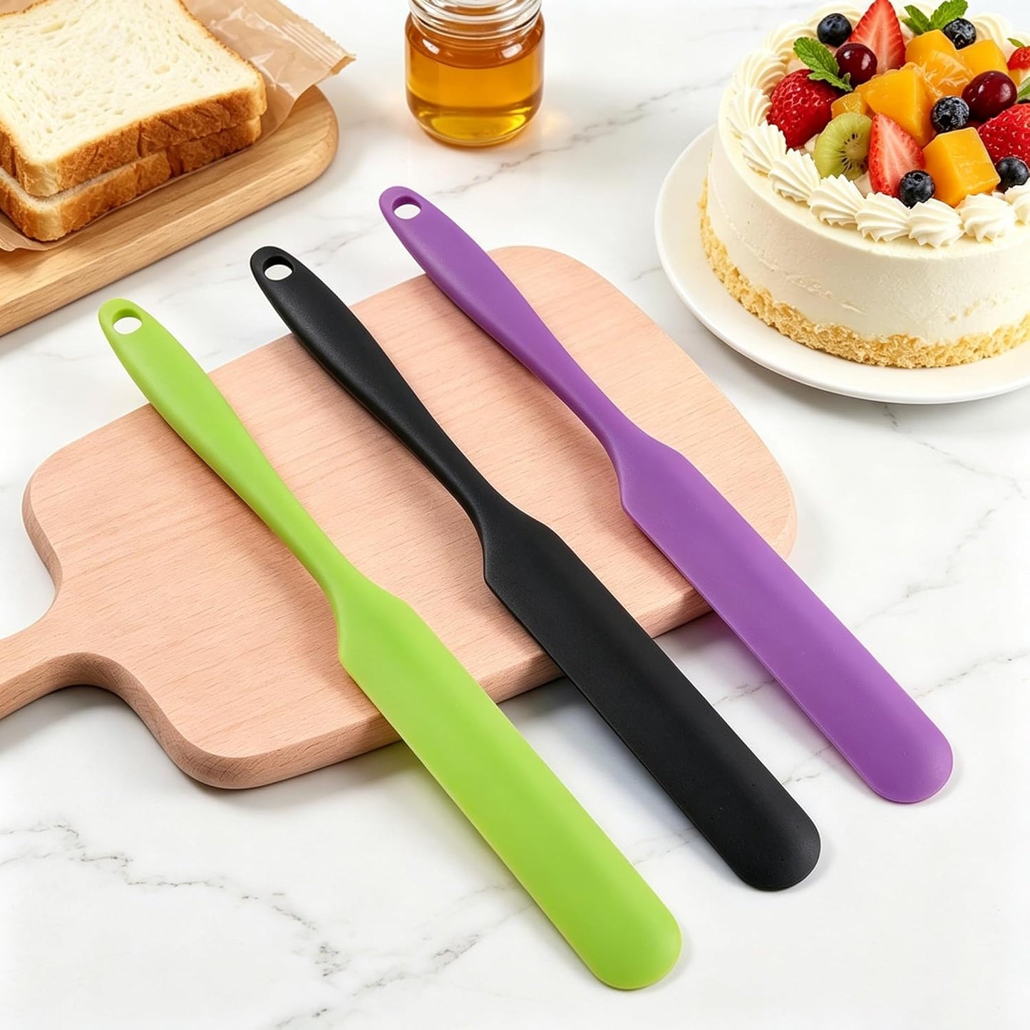 12PCS Silicone Jar Spatulas, Sourdough Stirring Spatula with Long Handle, Thin Jar Scraper for Kitchen, Cake, Cream, Butter, Jam