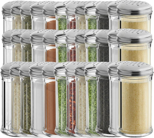 12 Oz Parmesan Cheese Shaker/salt and pepper shakers with Stainless Steel Lid, Clear Plastic seasoning shaker, sugar/spice dispenser, large salt and pepper shakers (360 ml) by GEEX DEPOT (12, 12 Oz)