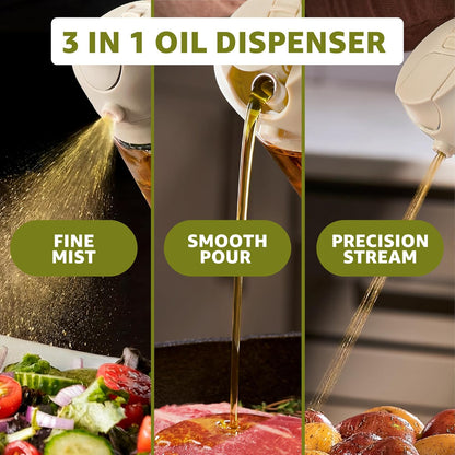 FineDine 16oz Olive Oil Sprayer for Cooking, 2 in 1 Olive Oil Dispenser Bottle for Kitchen, Air Fryer, Salad, BBQ & Baking – Dual Spray Mist & Stream, with Measurement Marks, Black