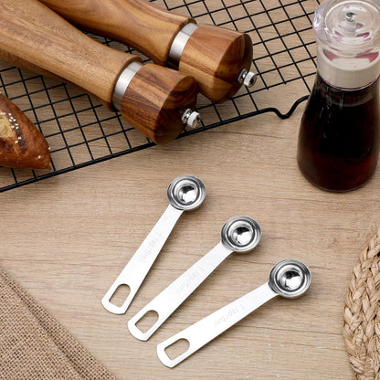 3 PCS Teaspoon Measuring Spoons, 5 ML Teaspoons Measuring Spoon, Stainless Steel 1 Teaspoon Scoop, 1/3 Tablespoon, Short Handle Measuring Teaspoons for Precise Cooking, Baking and Spices Measurement