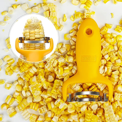 KITCHPOWER Corn Peeler, Corn Stripper, Corn Cob Peeling Tool, Stainless Steel Blades 3-Pack Yellow/Black/Green