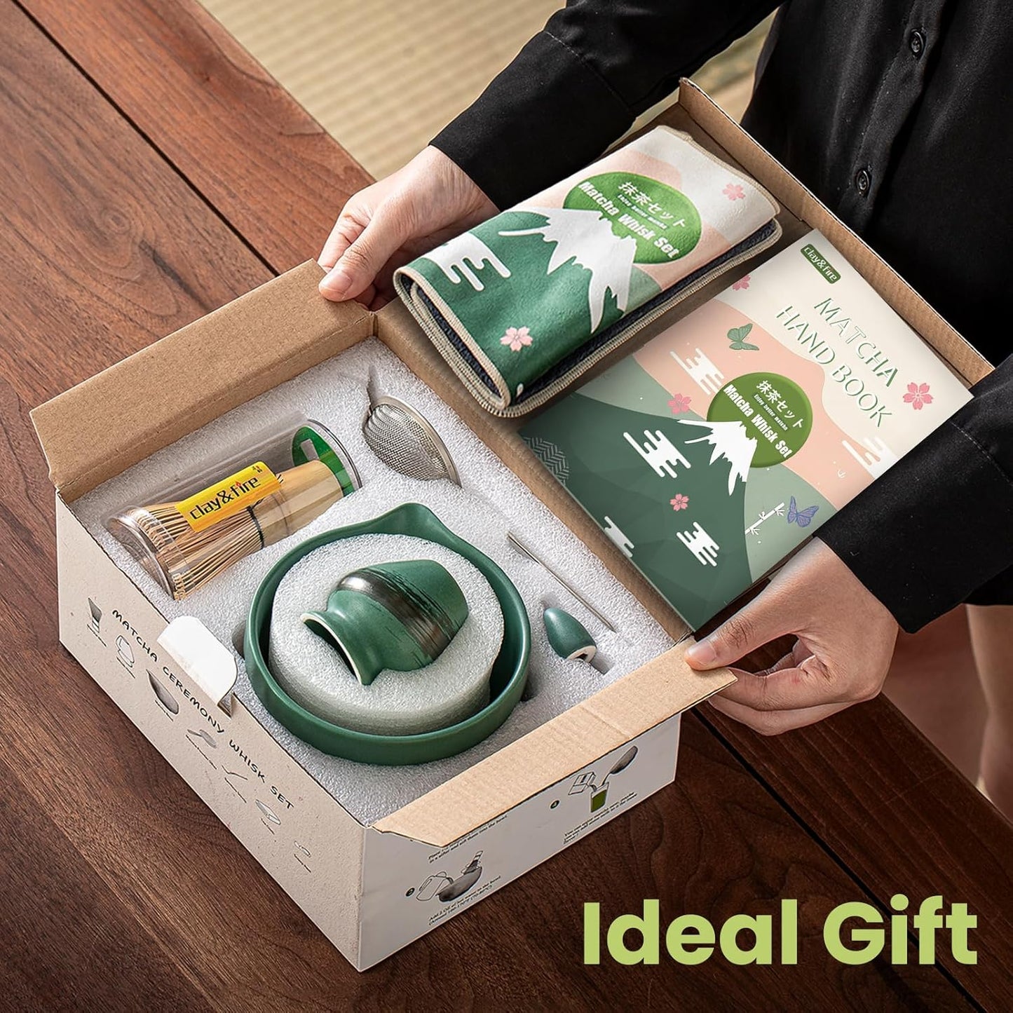 Clay&Fire Matcha Whisk Set, 9 pcs Ceramic Matcha Set, Gifts for Women,Matcha Bowl with Spout and Whisk, Matcha Kit for Matcha Lovers, Gift Mother's Day, Birthday, Anniversary