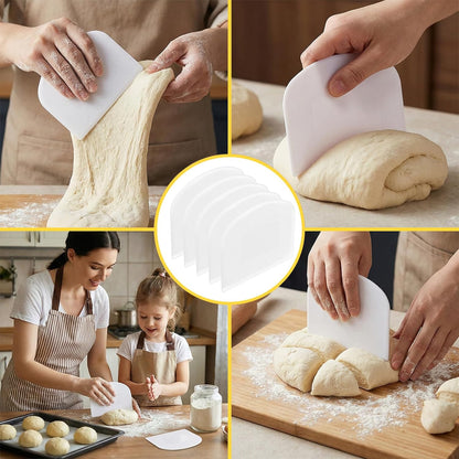 5 Pcs Plastic Dough Scraper,Plastic Bench Scraper Bowl Scrapers for Bread Dough Cake,Baking Supplies Kitchen Gadgets-White