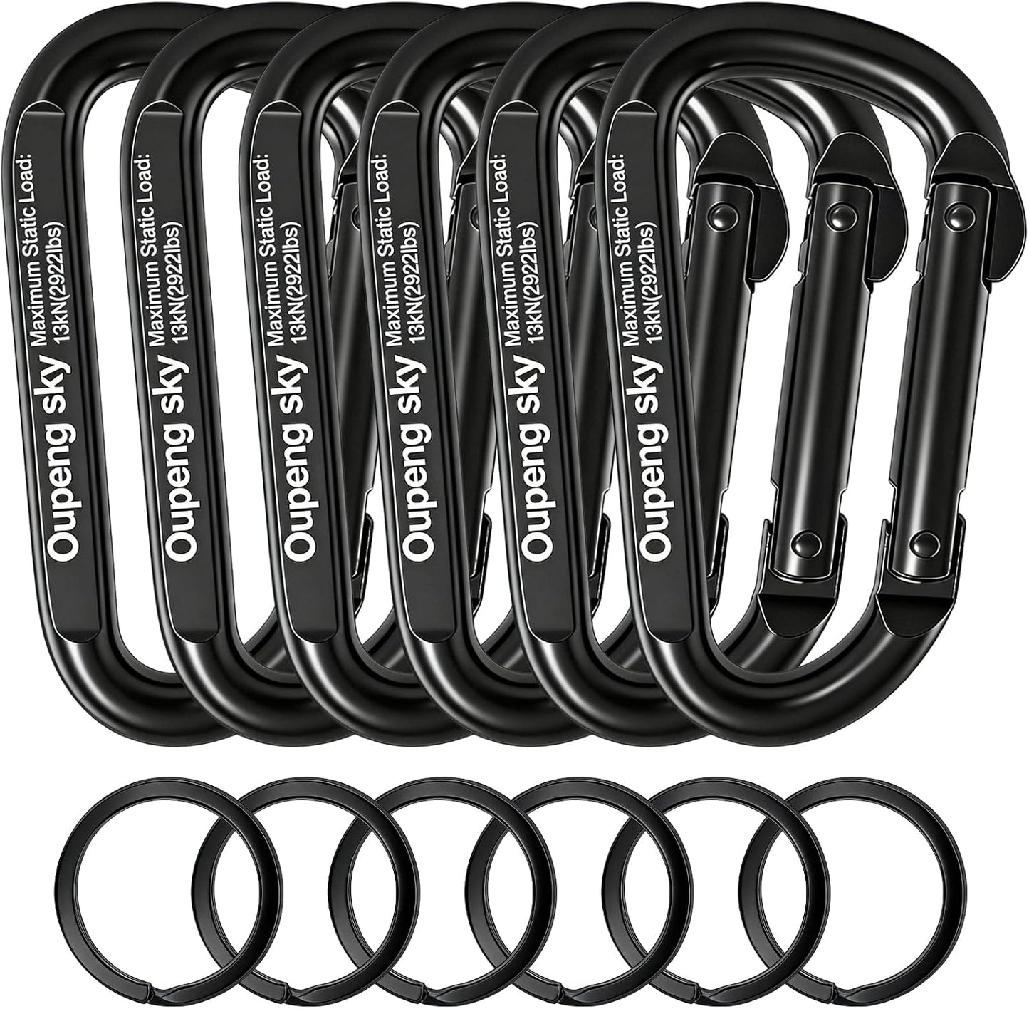 Carabiner Clip - Heavy Duty Carabiners 800lbs-13KN (2922 lbs) Carabeaner D Ring Shape,Key Chain Clip Hook,Keychain Clip,Multipurpose for Camping, Hiking,Backpacking or Other Outdoor Activities.