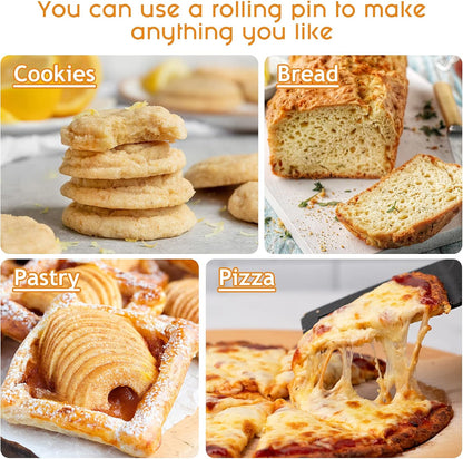 Rolling Pin Dough Roller for Baking with Thickened Non Stick Silicone Metal Handle Rolling Pin Stainless steel Fondant Roller Pin Cookie Pastry Kitchen Accessories 13.8 X 1.5 Inches