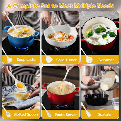 Onader Silicone Cooking Utensils Set of 10, Kitchen Utensils for Nonstick Cookware, Heat Resistant & Nontoxic Spatula Set- Khaki