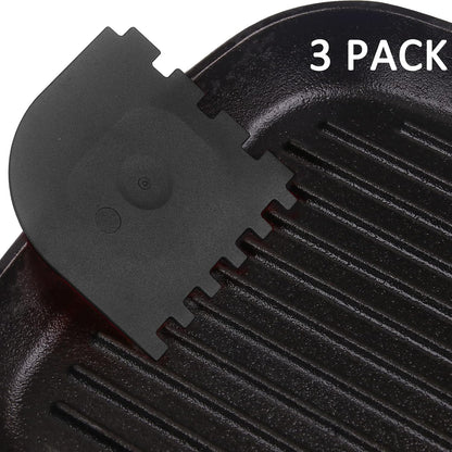 Azureblue Pan Scraper Dish Scraper Food Scraper Tool Plastic Pot Scraper Kitchen Scraper Grease Scraper Cast Iron Skillet Pan Scraper Tool for Cleaning (3 Pcs, Red)