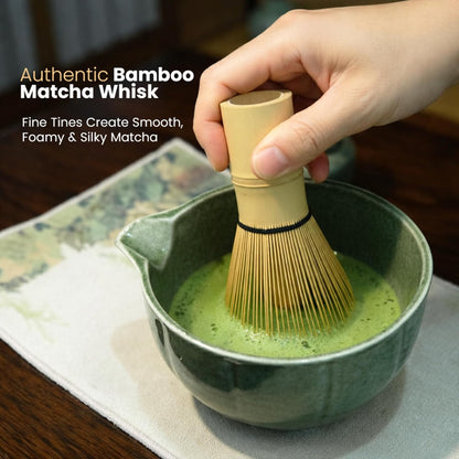 12-Piece Matcha Whisk Set - Complete Matcha Kit Including Matcha Bowl with Spout, Bamboo Whisk, Bamboo Straws, Scoop with Holder, Sifter with Wooden Handle & More - Premium Matcha Gift Set