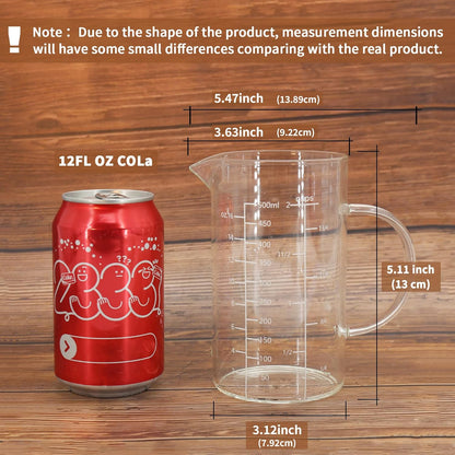 Newness 2-Cup Glass Measuring Cup For Baking and Cooking, (Upgraded, 3 Marking Including Cup/ML/Ounce Scale) Dishwasher, Freezer, Microwave, and Preheated Oven Safe, Essential Kitchen Tools