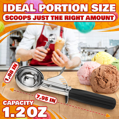 Cookie Scoop Set - Ice Cream Scoop with Trigger - Cookie Scoops for Baking Set of 3#16 (2.7 oz), #20 (2 oz), #30 (1.25 oz), Stainless Steel Versatile Tool, Portion Control for Cookies and Treats Prep