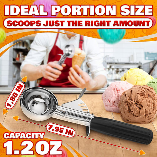 Cookie Scoop Set - Ice Cream Scoop with Trigger - Cookie Scoops for Baking Set of 3#16 (2.7 oz), #20 (2 oz), #30 (1.25 oz), Stainless Steel Versatile Tool, Portion Control for Cookies and Treats Prep